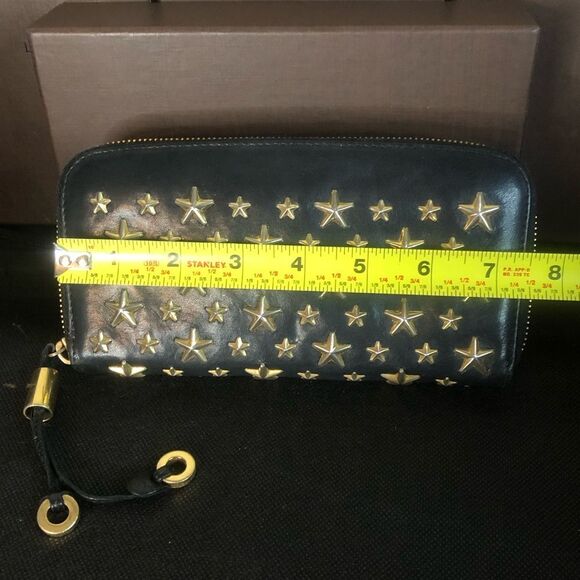 JIMMY CHOO Filipa Blue Leather and Studded Stars Continental Zip Wallet - Picture 10 of 13